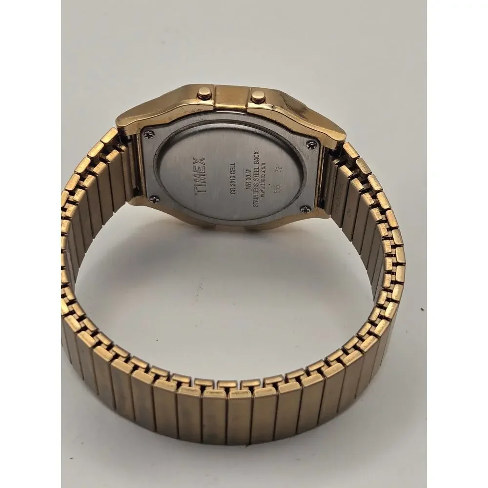 Vintage Timex 555 Gold Tone Digital Indiglo